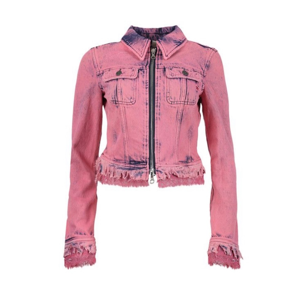 Diesel pink lace trim jean jacket
